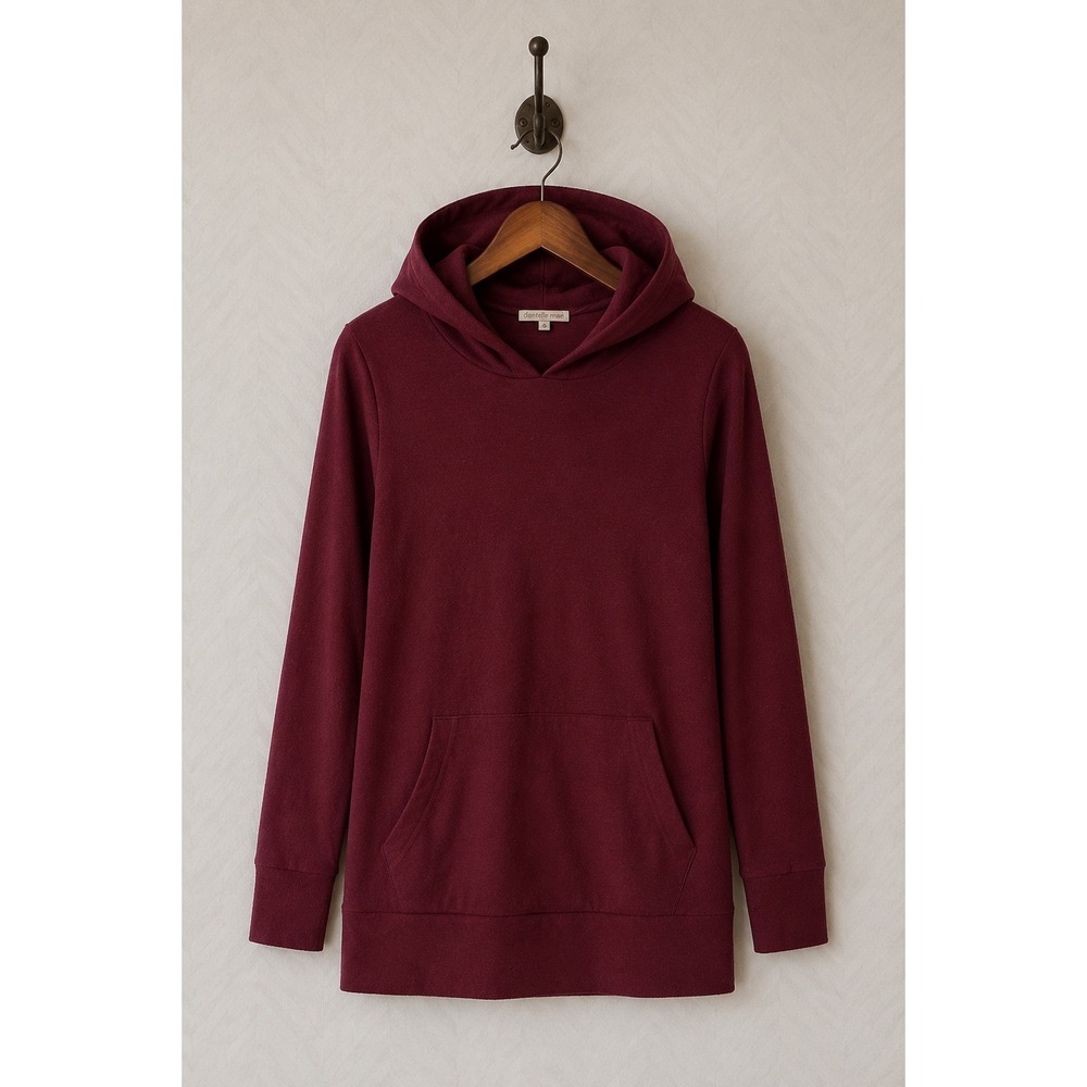 Charlotte Russe Hoodie Burgundy Soft Knit Kangaroo Pocket Pullover Size S